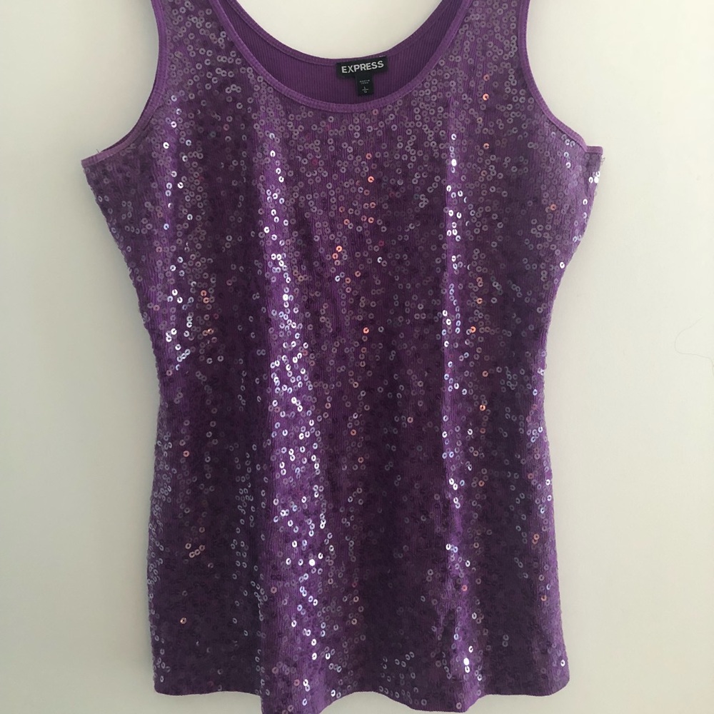 Express purple sequin tank top